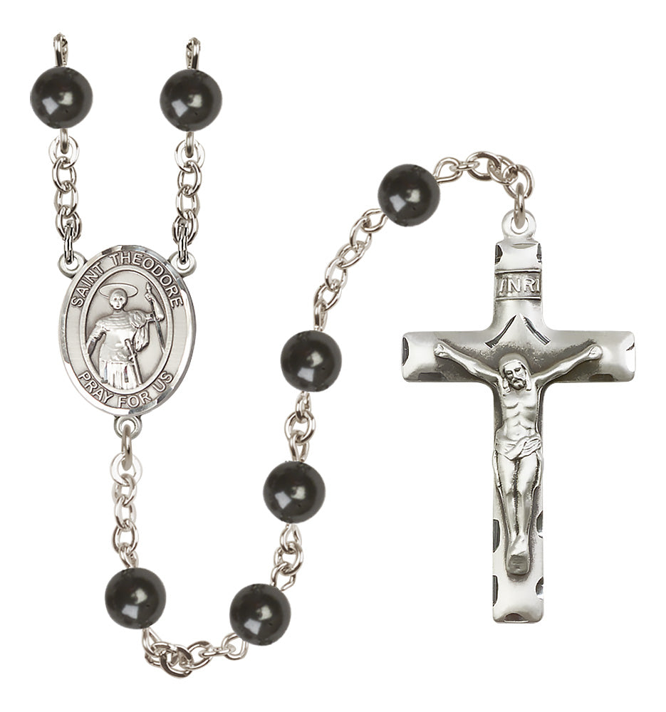 St. Theodore Stratelates Rosary - 7mm Black Onyx beads - 8415