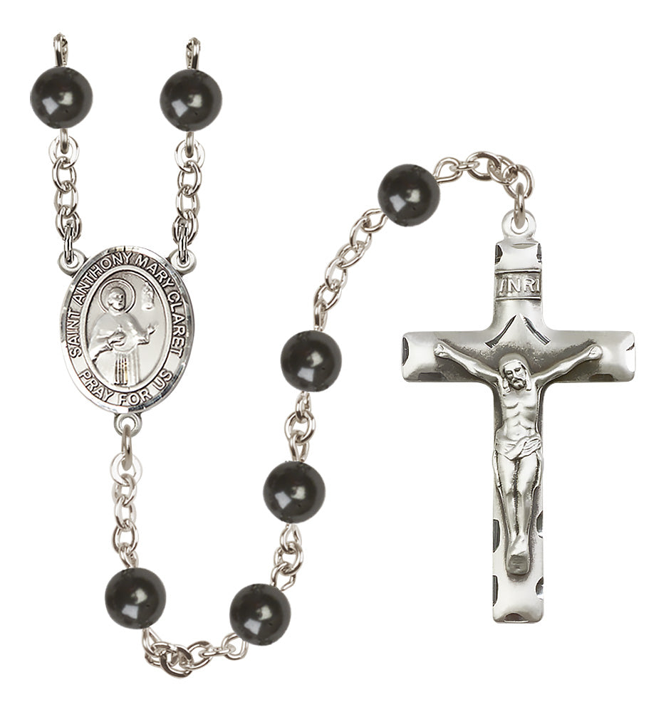 St. Anthony Mary Claret Rosary - 7mm Black Onyx beads - 8416