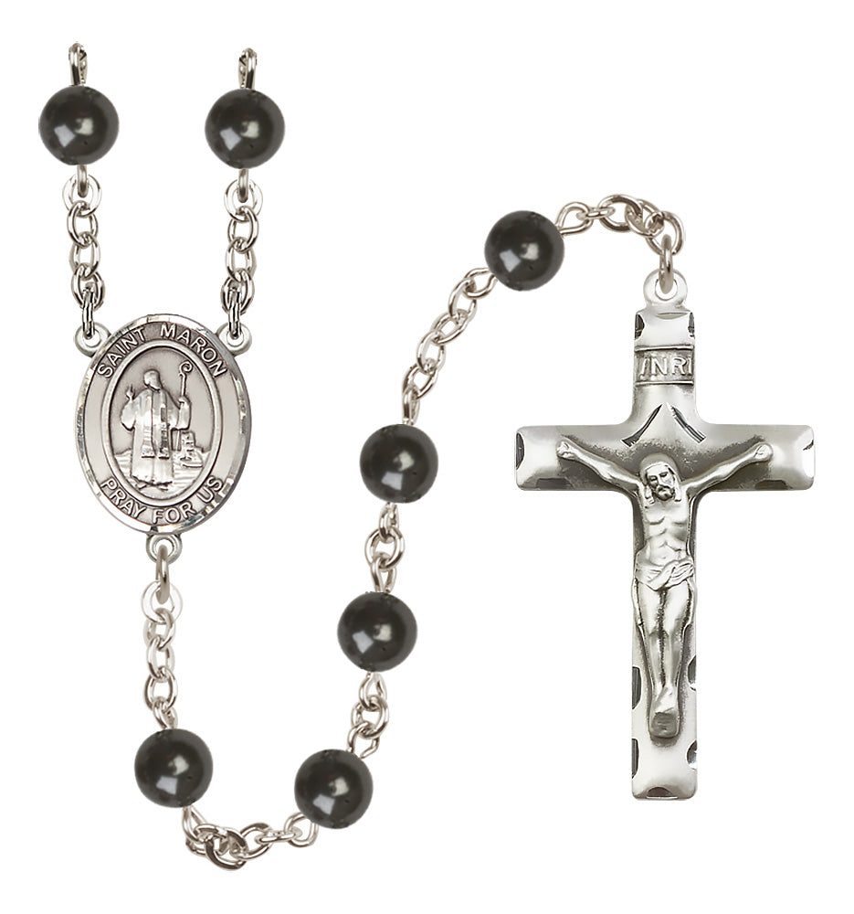 St. Maron Rosary - 7mm Black Onyx beads - 8417