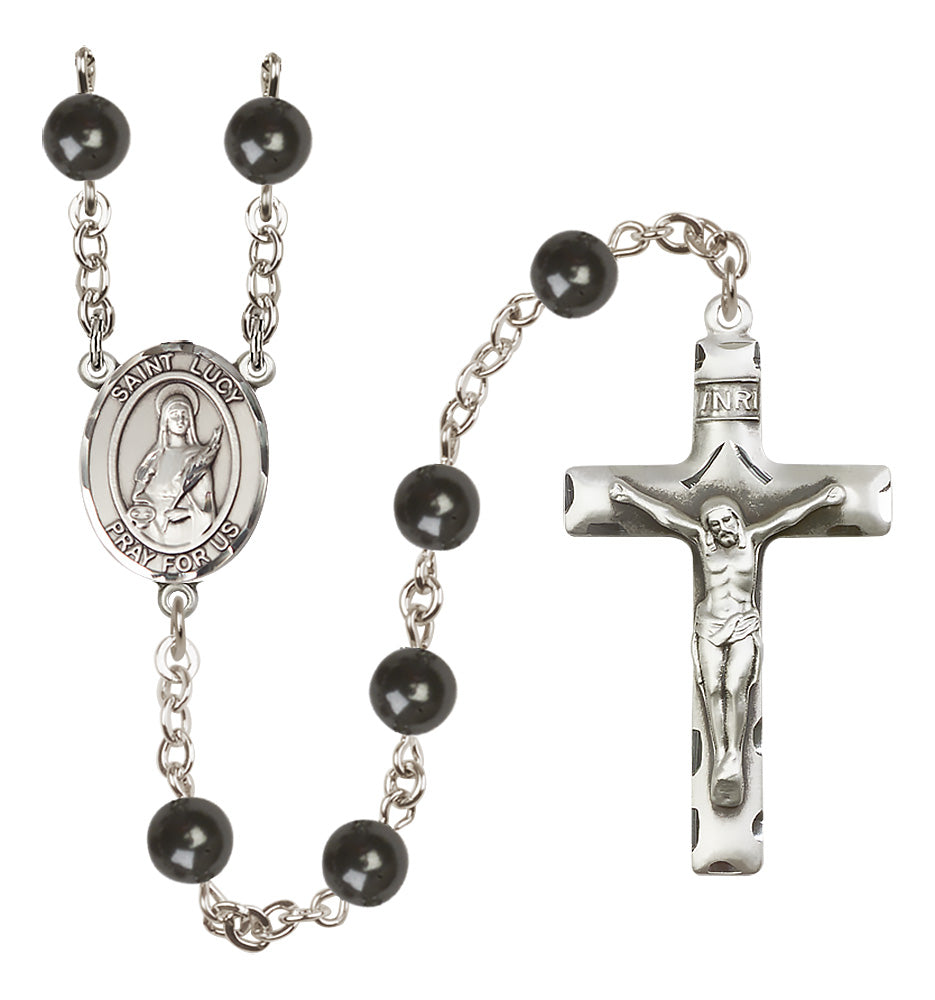 St. Lucy Rosary - 7mm Black Onyx beads - 8422