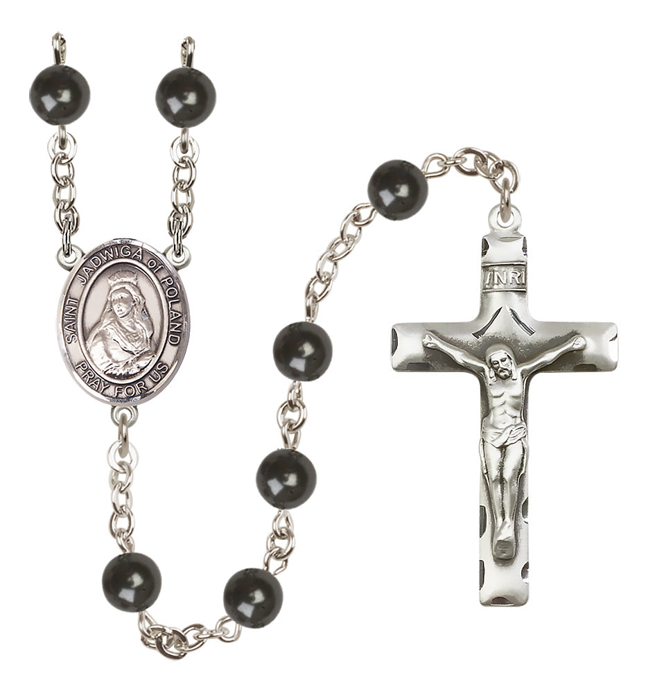 St. Jadwiga of Poland Rosary - 7mm Black Onyx beads - 8434