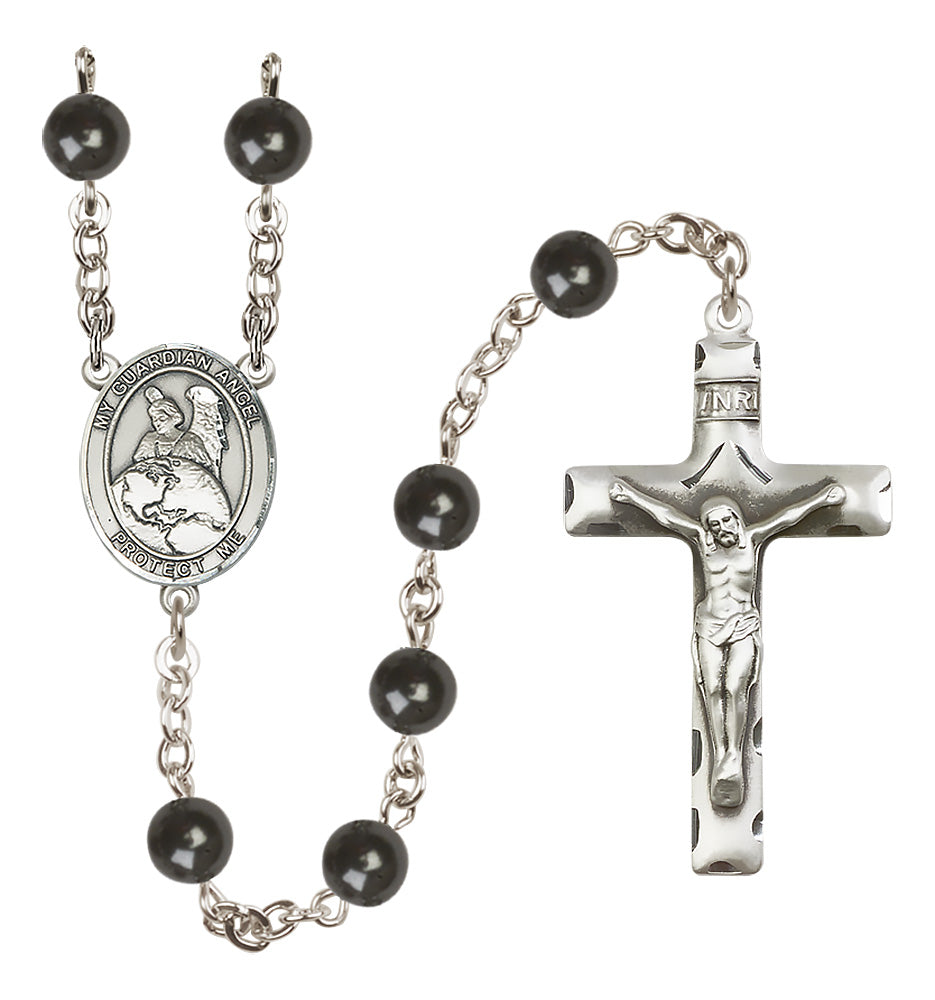 Guardian Angel Rosary - 7mm Black Onyx beads - 8440