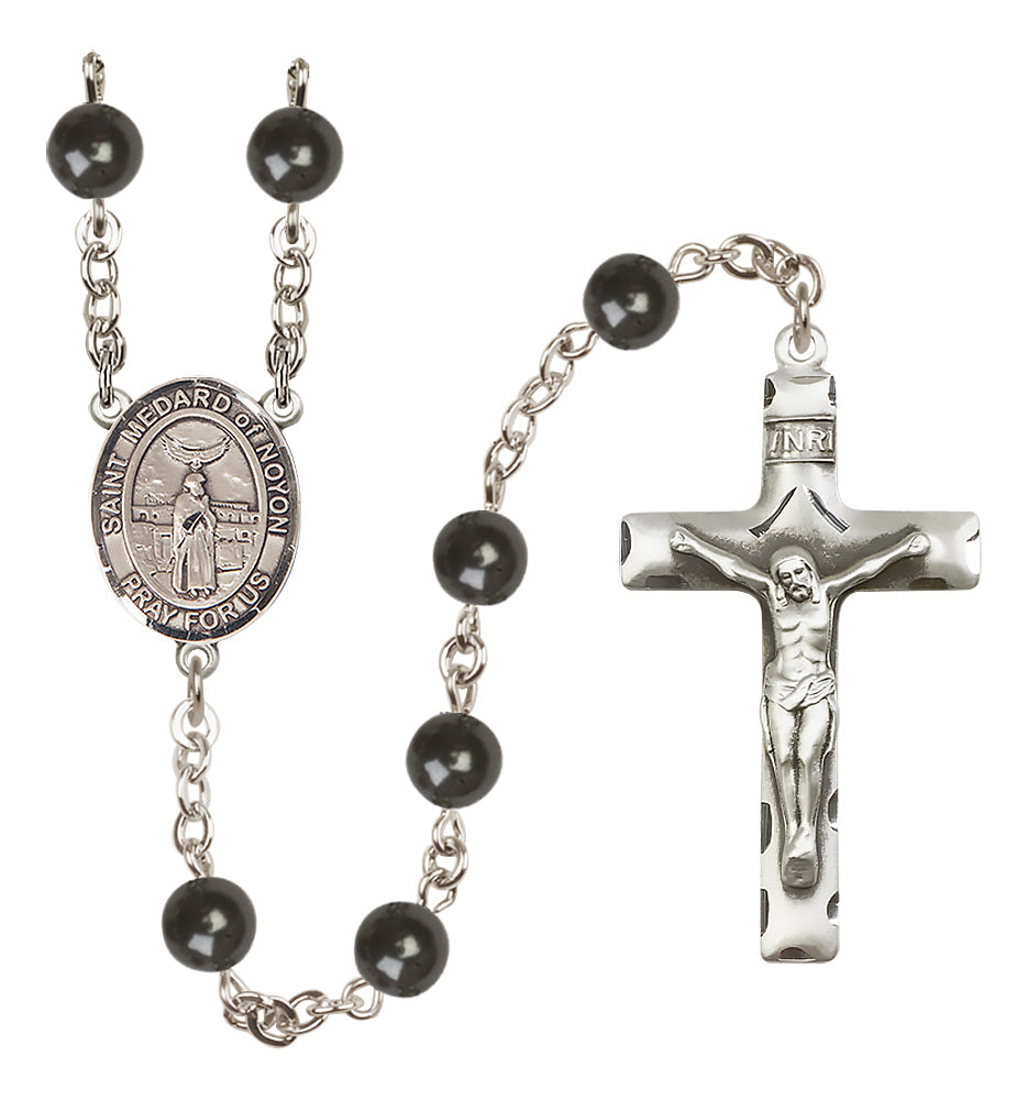 St. Medard of Noyon Rosary - 7mm Black Onyx beads - 8444