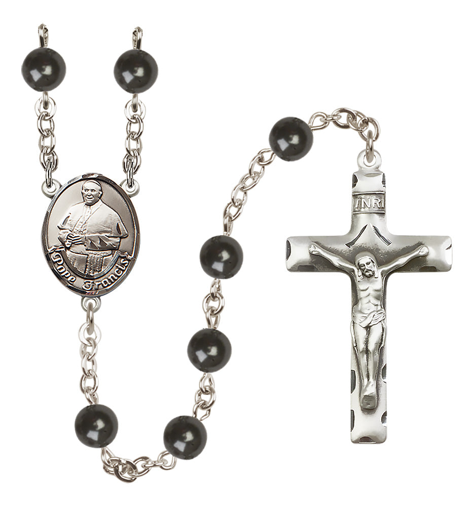 Pope Francis Rosary - 7mm Black Onyx beads - 8451