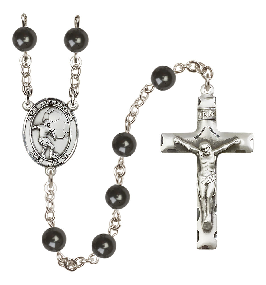 Soccer Rosary - 7mm Black Onyx beads - 8503
