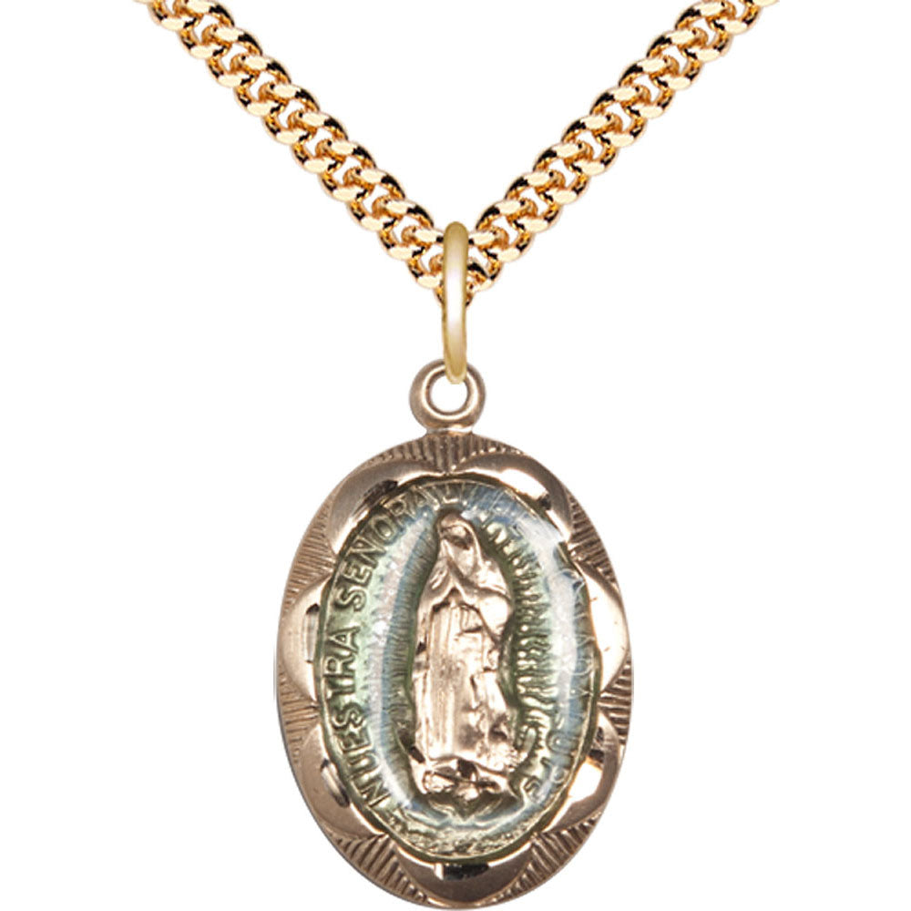 Gold Filled Our Lady of Guadalupe Pendant - 0801EFGF