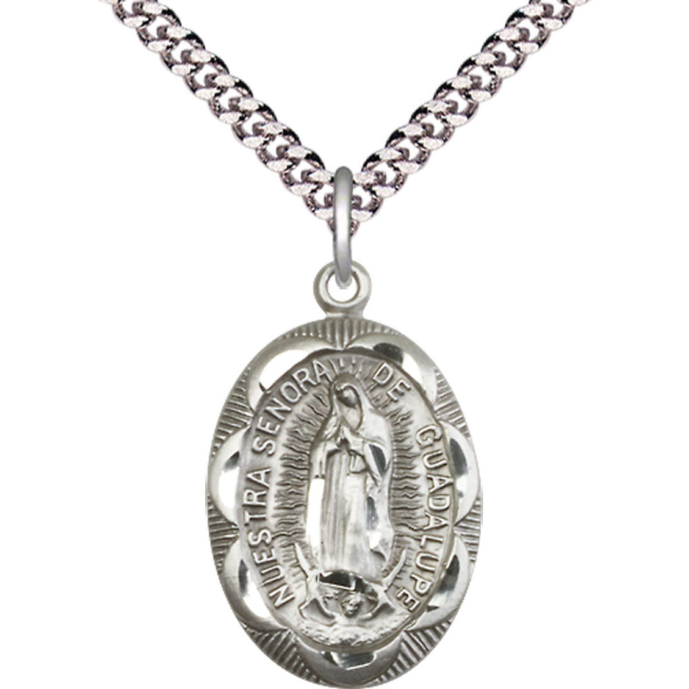 Sterling Silver Our Lady of Guadalupe Pendant - 0801FSS