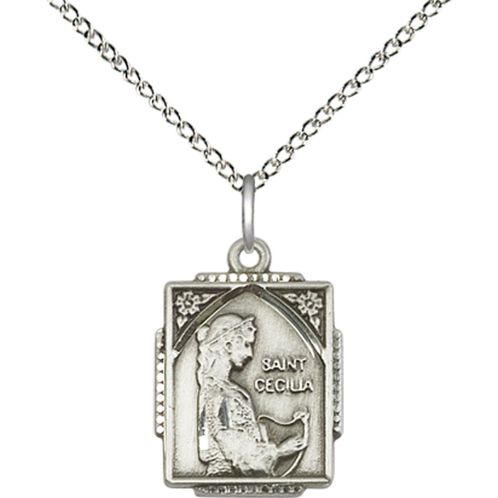 Sterling Silver Saint Cecilia Pendant - 0804CESS