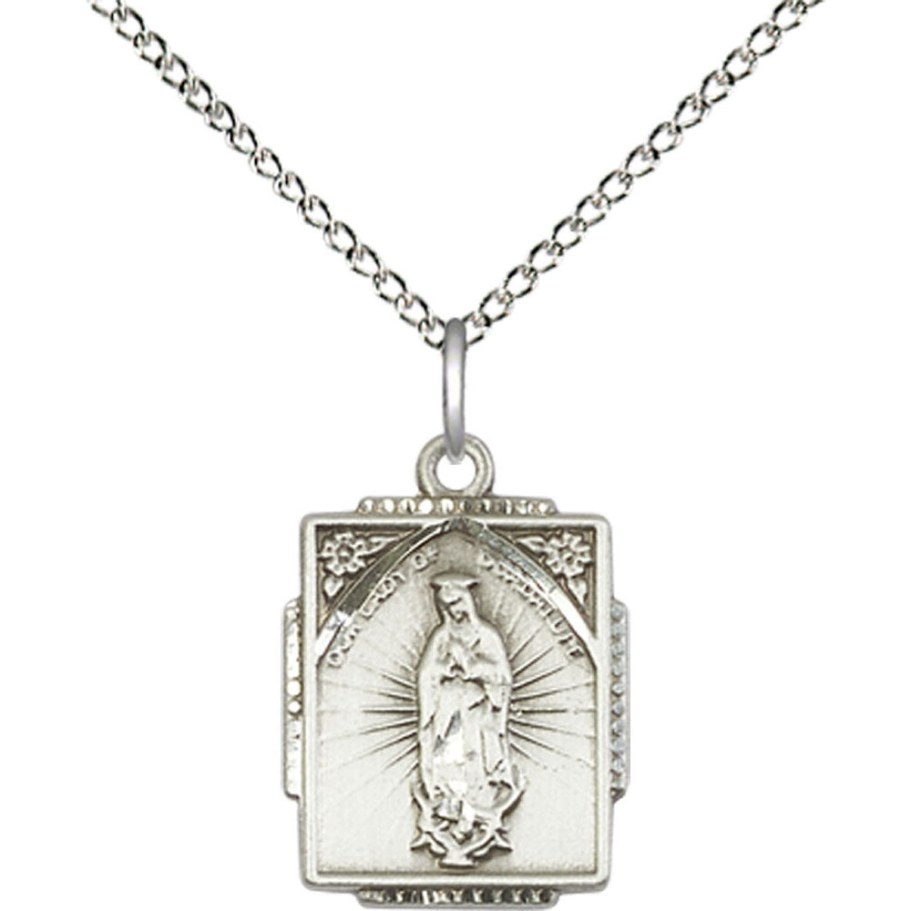 Sterling Silver Our Lady of Guadalupe Pendant - 0804FSS