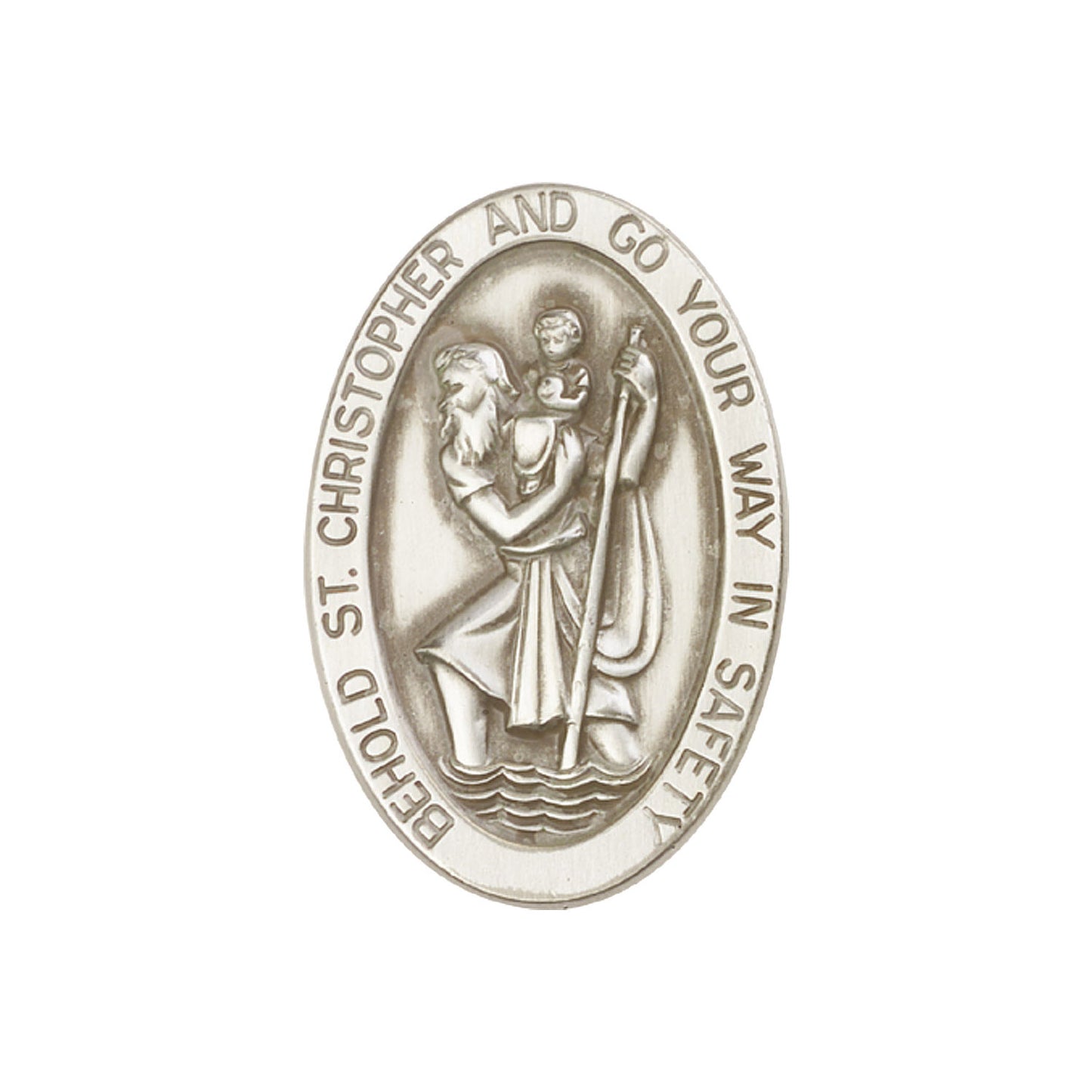 Antique Silver St. Christopher Visor Clip - 1051V
