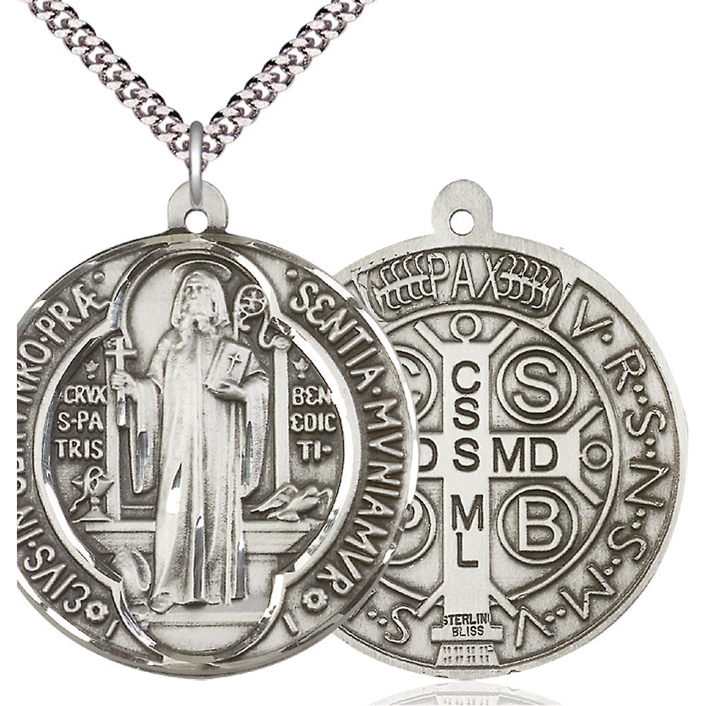 Sterling Silver Saint Benedict Pendant - 1057SS