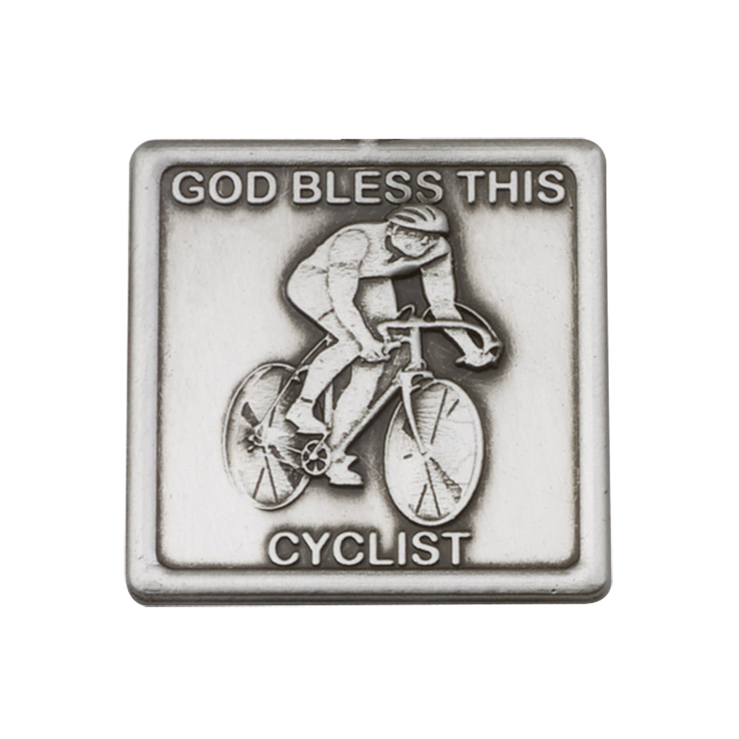Antique Silver God Bless This Cyclist Visor Clip - 1085V