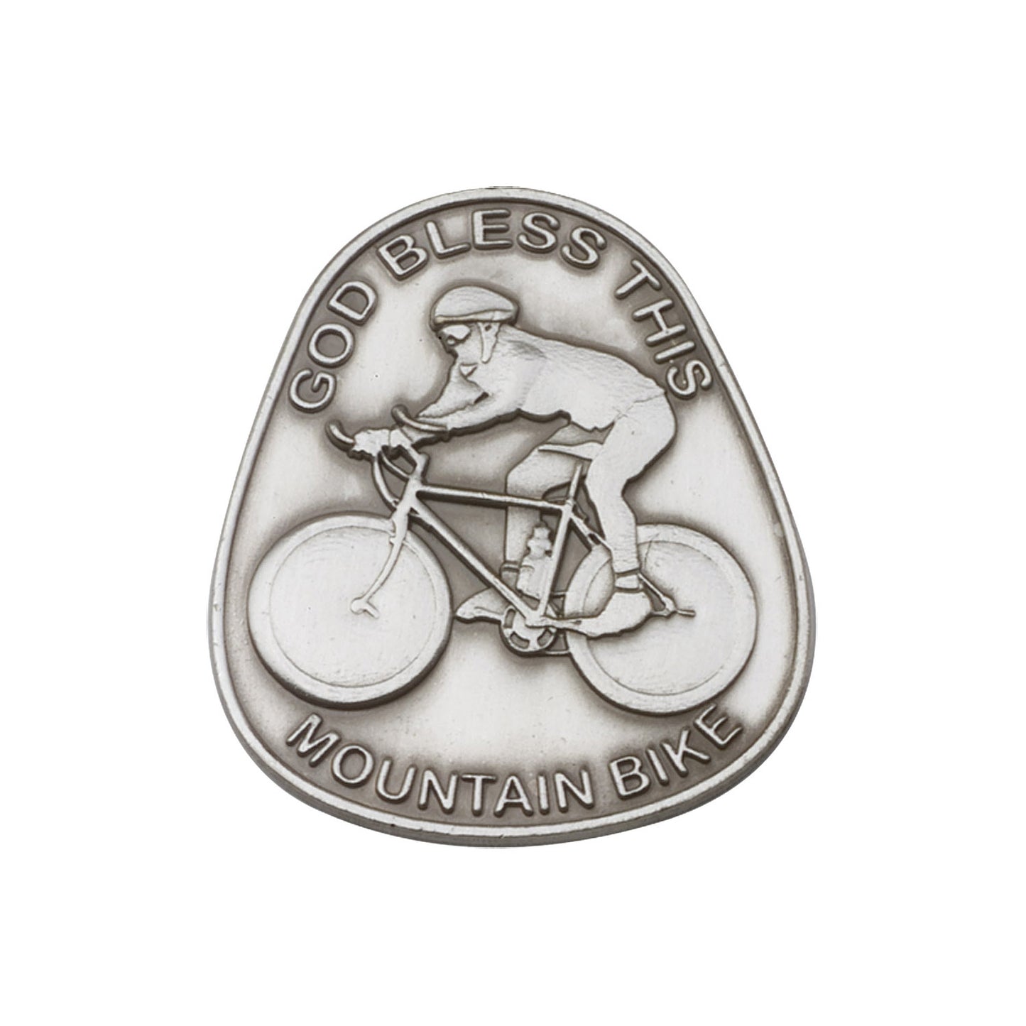 Antique Silver God Bless This Mountain Bike Visor Clip - 1089V