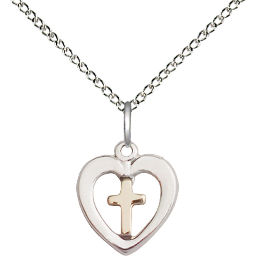 Gold Filled/Sterling Silver Heart / Cross Pendant - 3147GF_SS