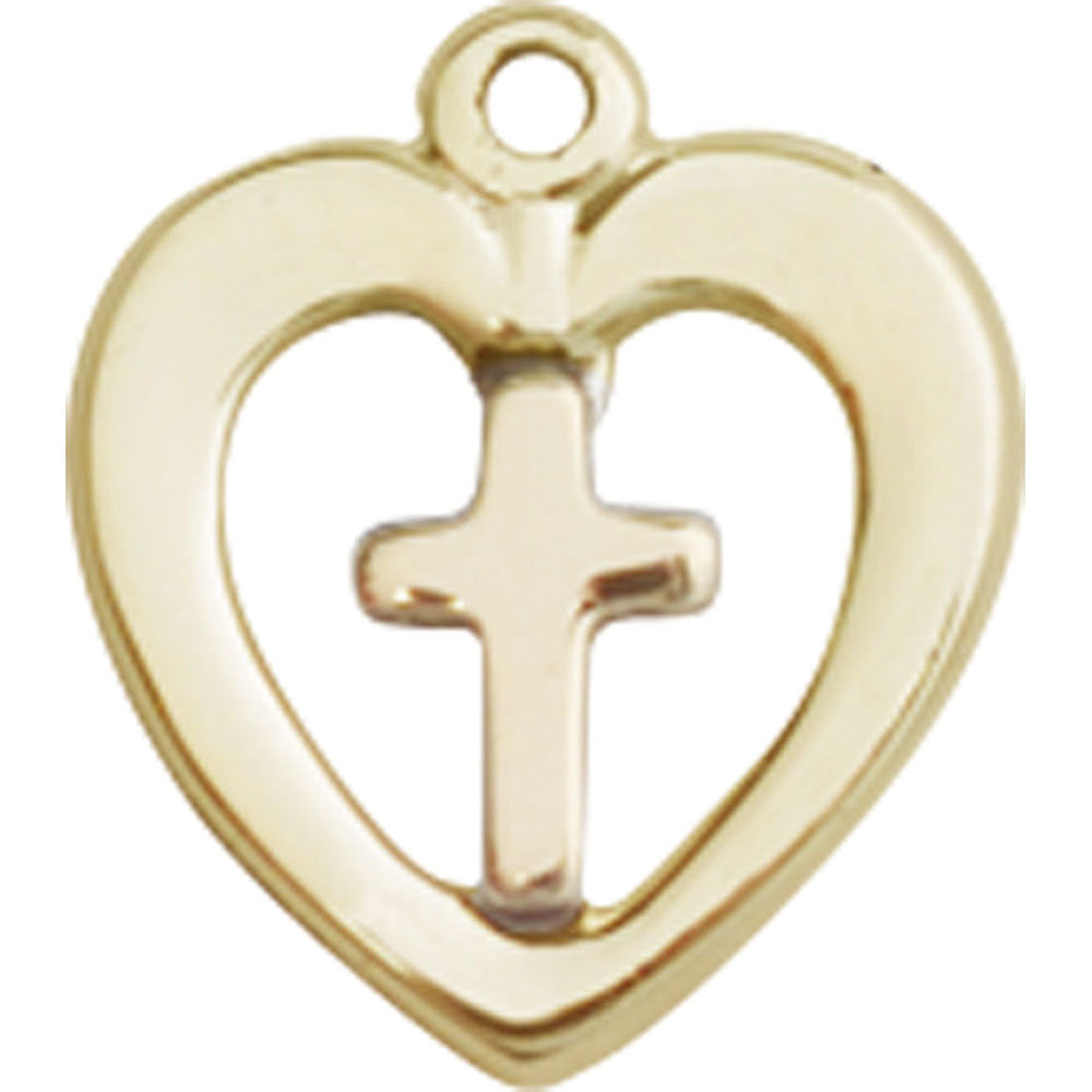 14kt Gold/14kt Gold Heart / Cross Pendant - 3147KT_KT
