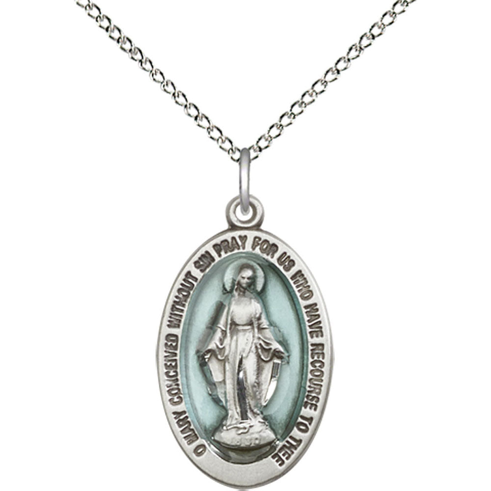 Sterling Silver Miraculous Pendant - 4123EMSS