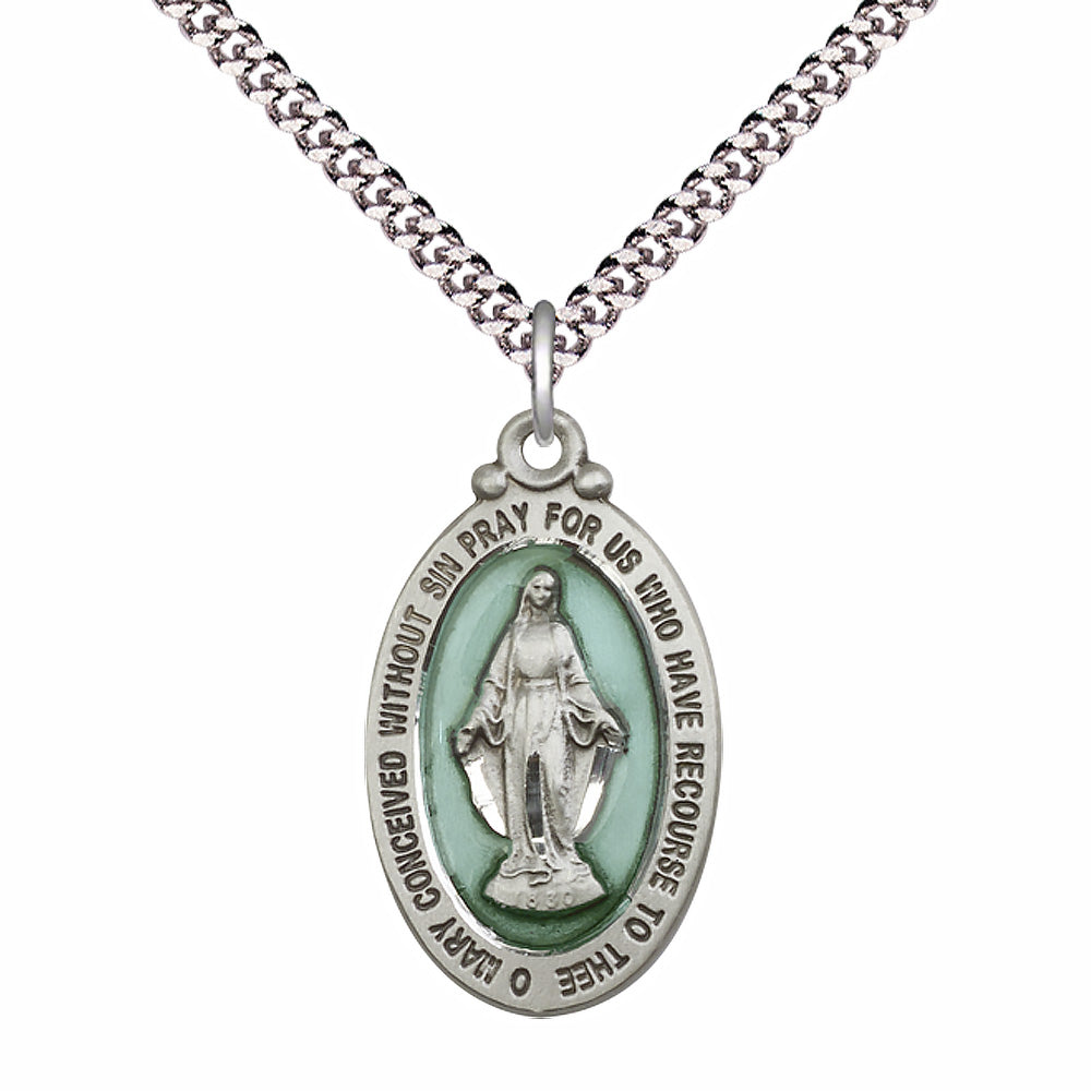 Sterling Silver Miraculous Pendant - 4145EMSS