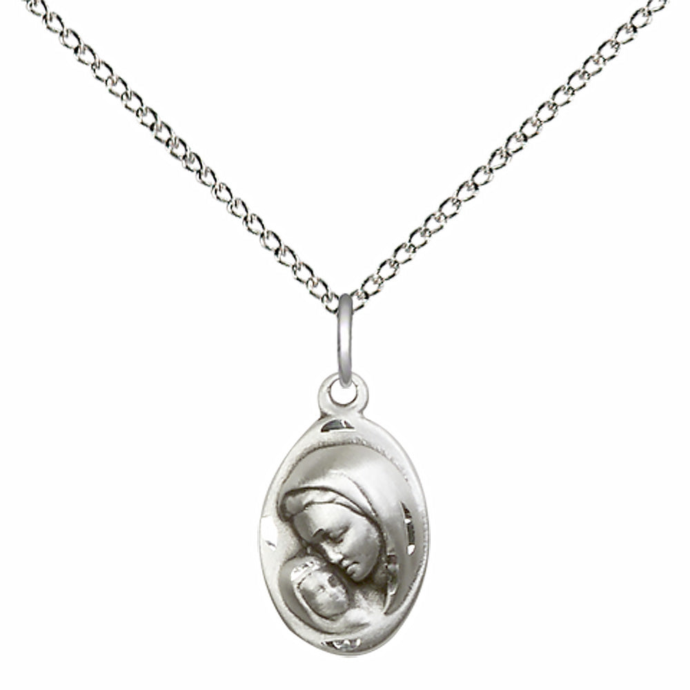 Sterling Silver Madonna & Child Pendant - 5447SS
