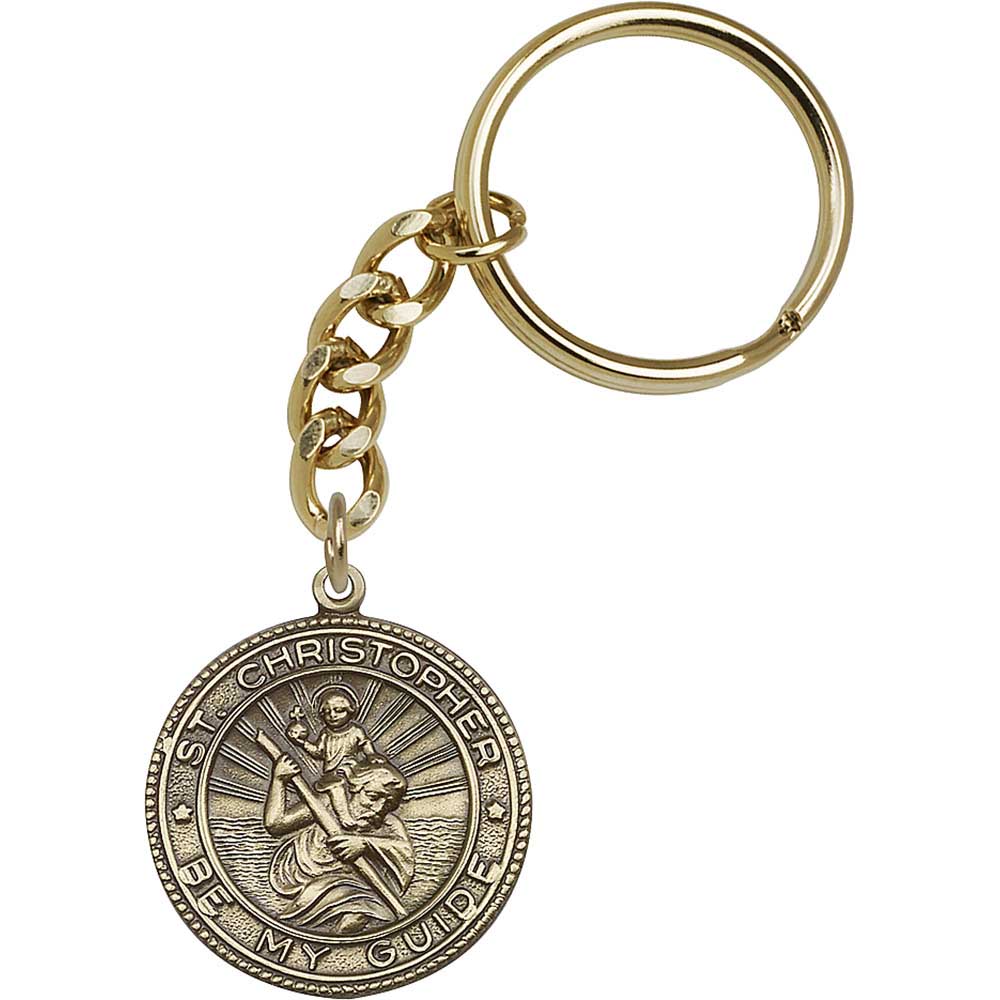 Antique Gold St. Christopher Keychain - 5589
