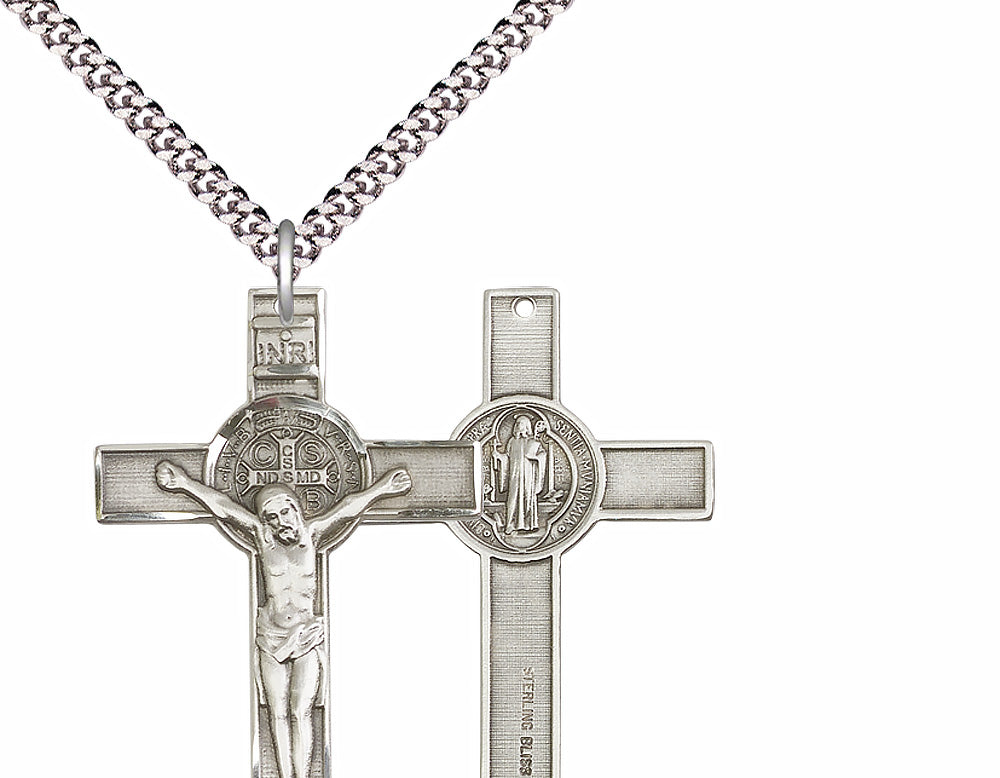 Sterling Silver Saint Benedict Crucifix Pendant - 5738SS