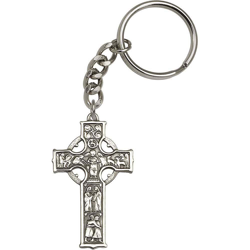 Antique Silver Celtic Cross Keychain - 5856