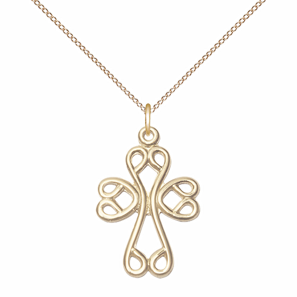 Gold Filled Scroll Cross Pendant - 5998GF