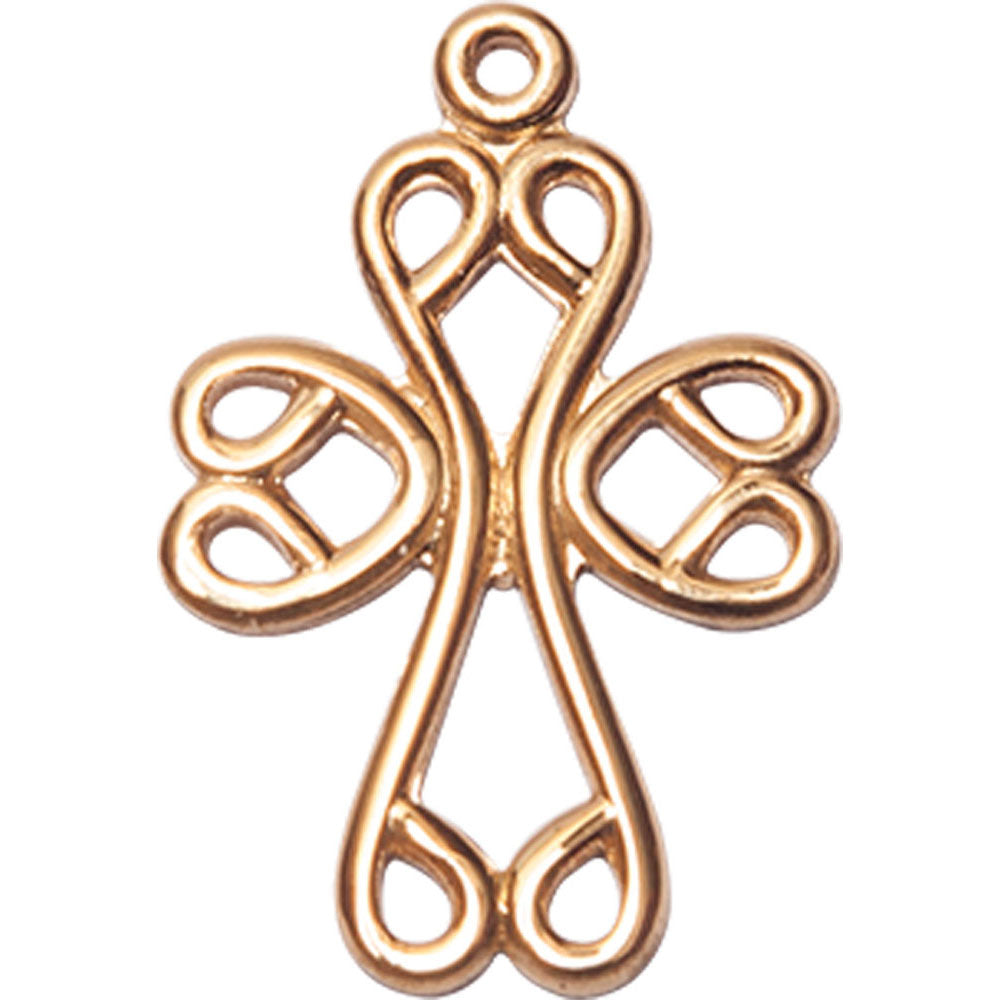 14kt Gold Scroll Cross Pendant - 5998KT