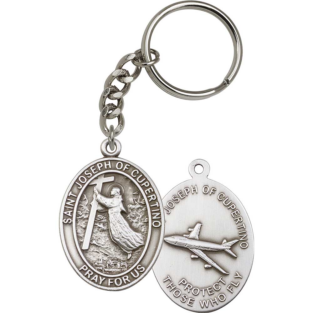 Antique Silver St. Joseph of Cupertino Keychain - 6057