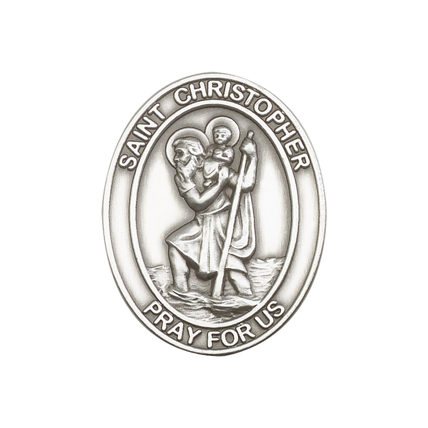 Antique Silver St. Christopher Visor Clip - 6722V
