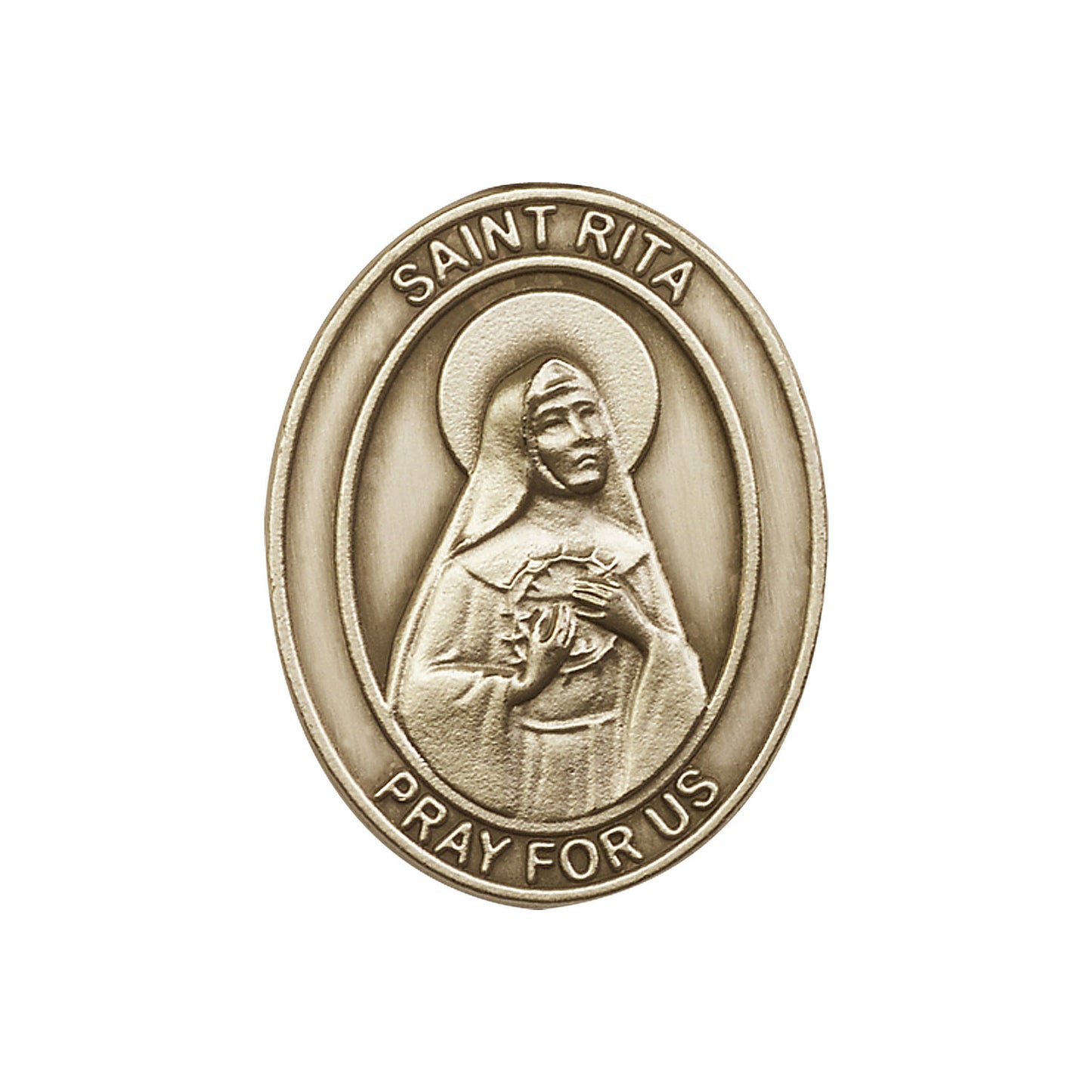 Antique Gold St. Rita of Cascia Visor Clip - 6794VG