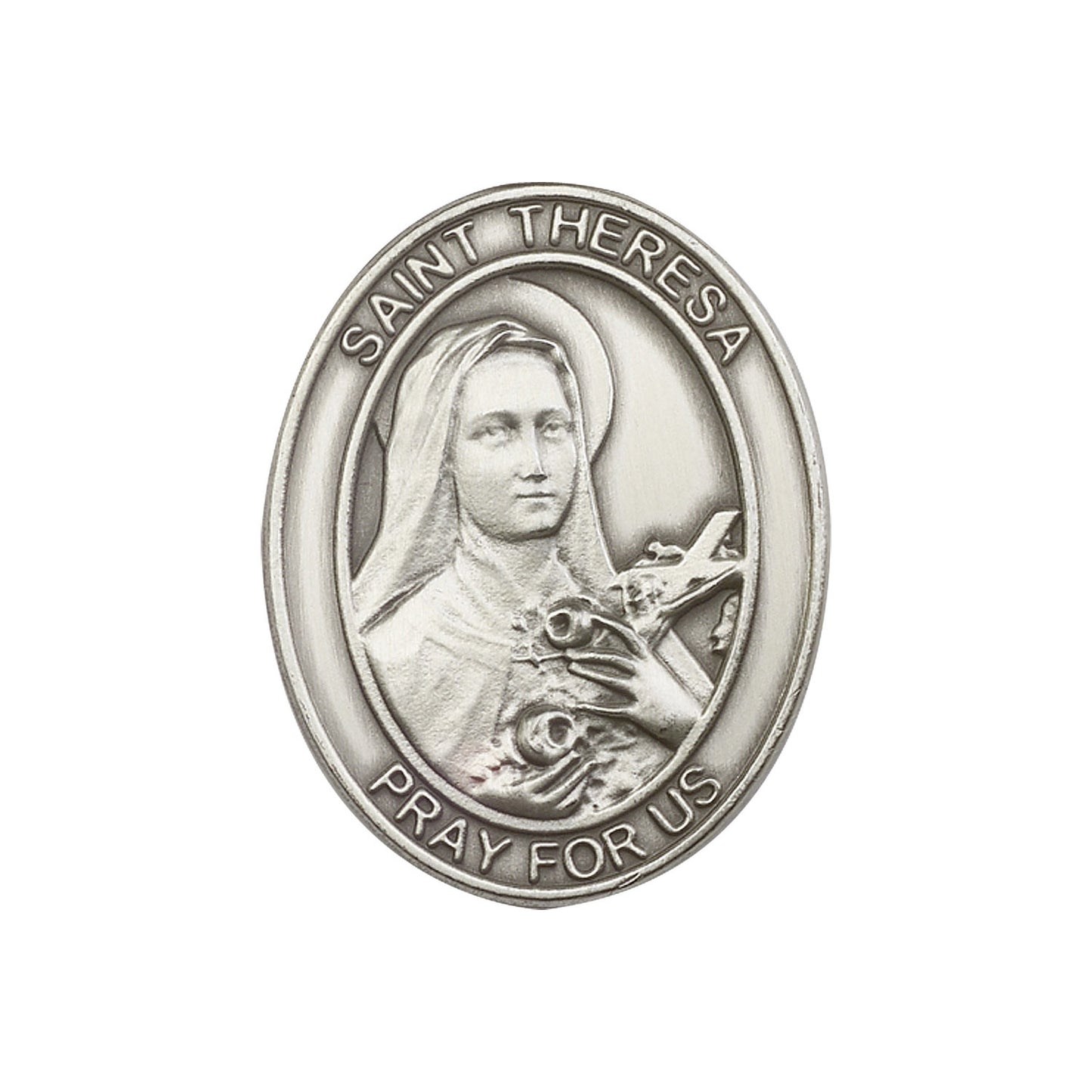 Antique Silver St. Theresa Visor Clip - 6806V