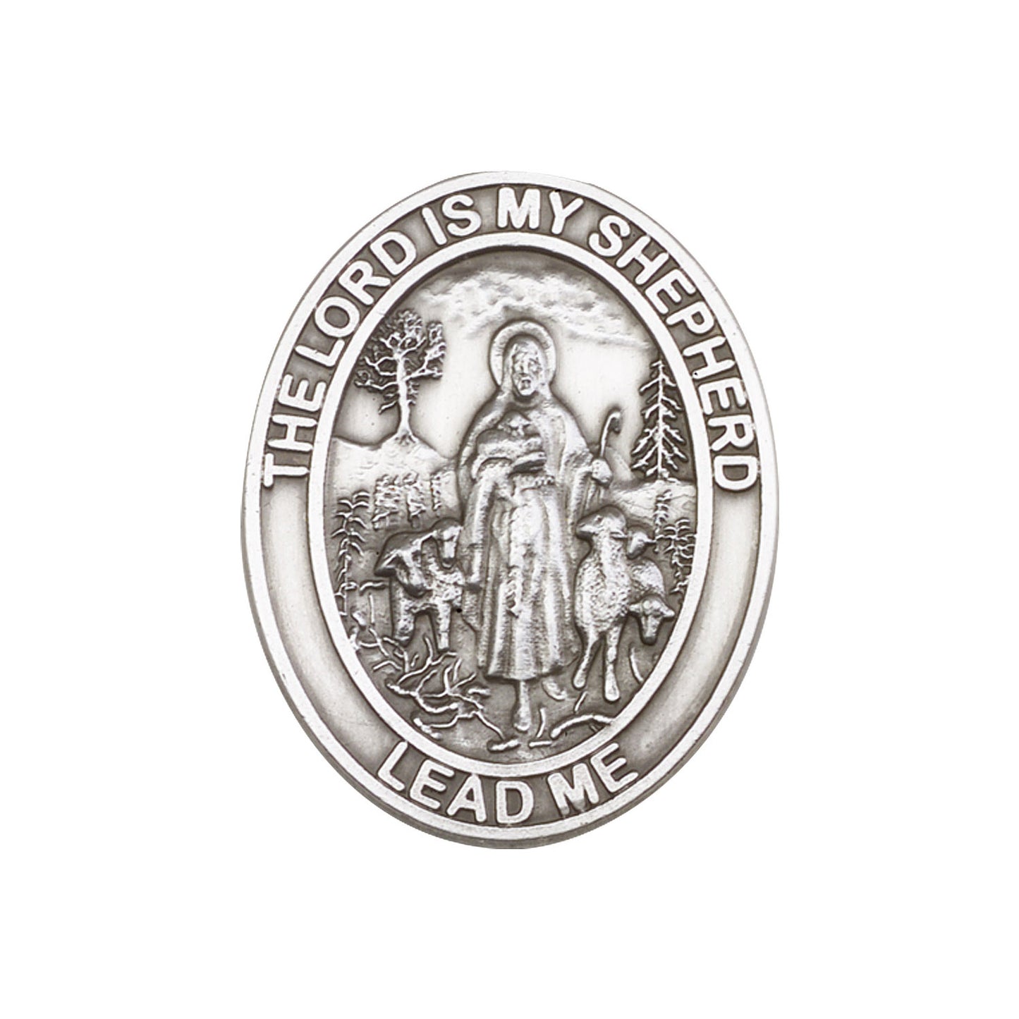 Antique Silver Lord Is My Shepherd / Psalm Visor Clip - 6819V