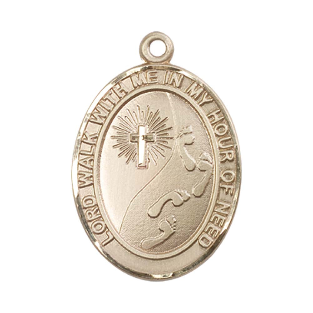 14kt Gold Footprints / Cross Medal - Large