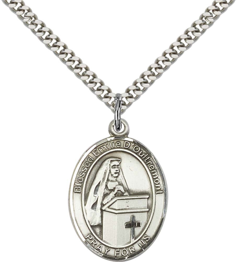 Sterling Silver Emilee Doultremont Pendant with 24 Inch Light Rhodium Heavy Curb Chain