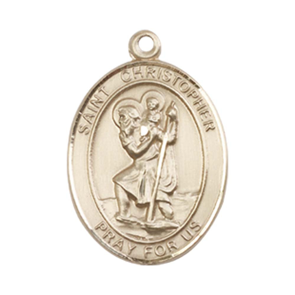 14kt Gold St. Christopher Medal - Medium – Crosses & Medals