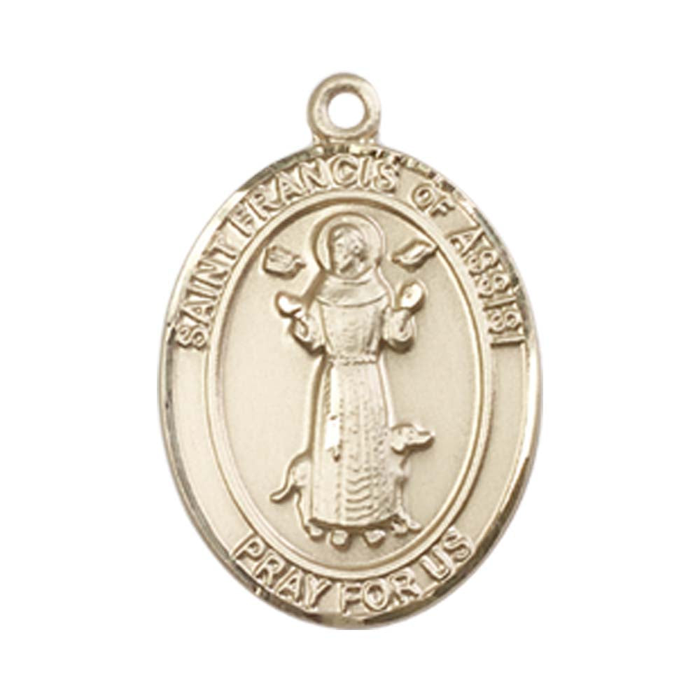 14kt Gold St. Francis of Assisi Medal - Medium