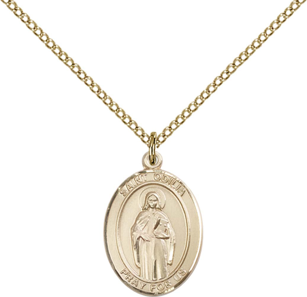 14kt Gold Filled St. Odilia Pendant with 18 inch Gold Filled Light Curb Chain