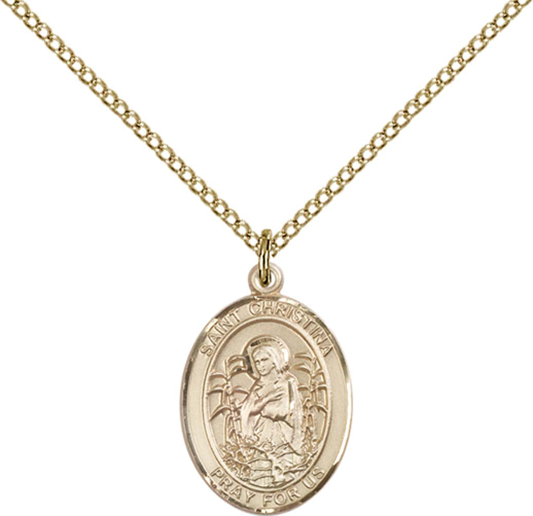 14kt Gold Filled St. Christina the Astonishing Pendant with 18 inch Gold Filled Light Curb Chain - Medium
