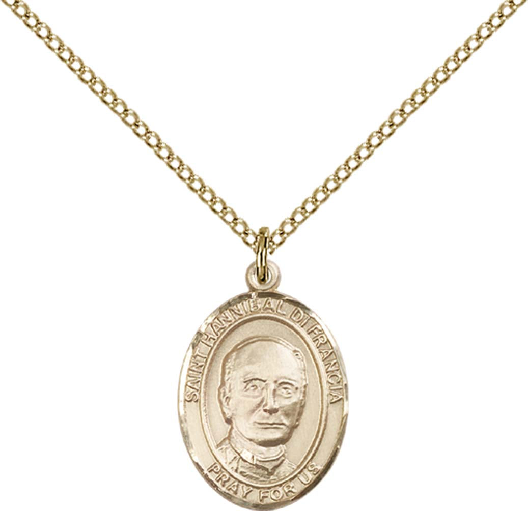 14kt Gold Filled St. Hannibal Pendant with 18 inch Gold Filled Light Curb Chain