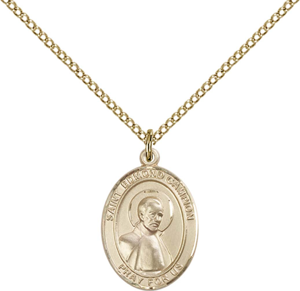 14kt Gold Filled St. Edmund Campion Pendant with 18 inch Gold Filled Light Curb Chain