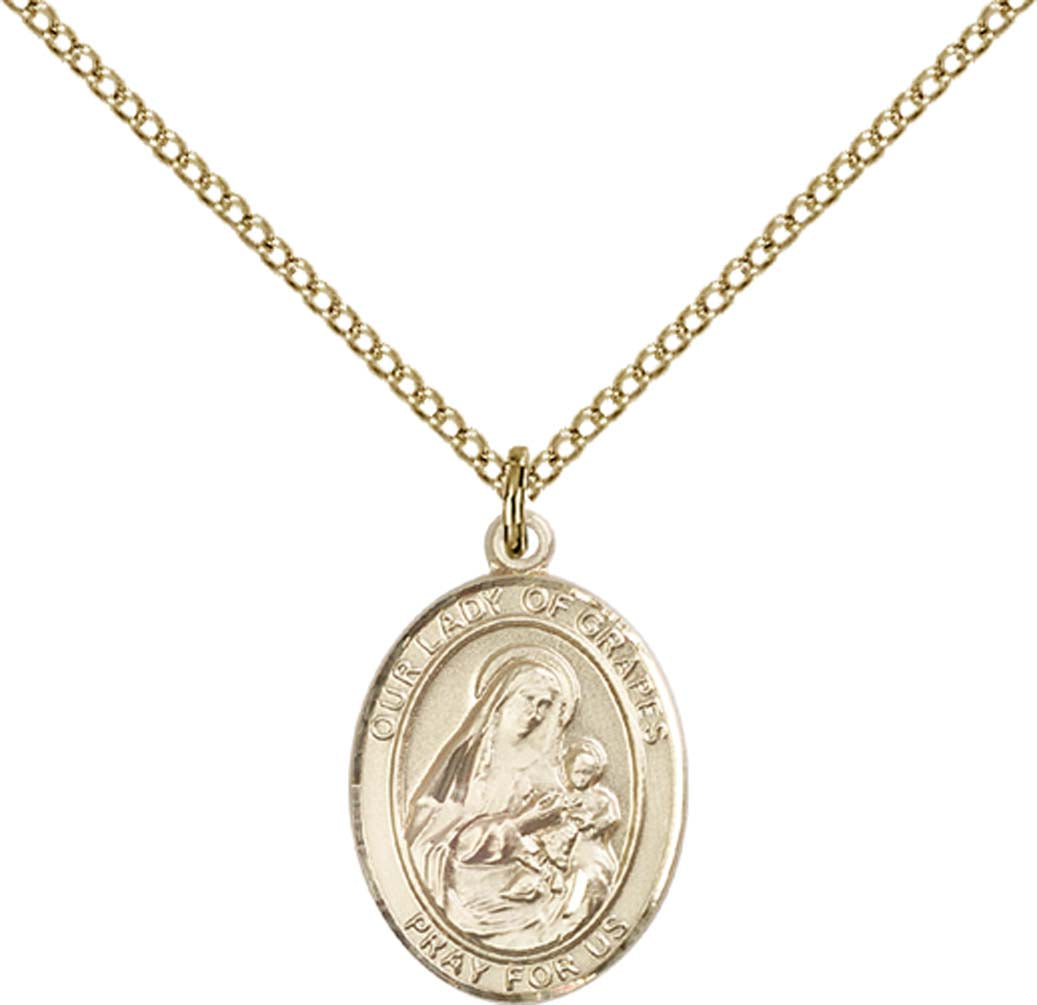 14kt Gold Filled O/L of Grapes Pendant with 18 inch Gold Filled Light Curb Chain