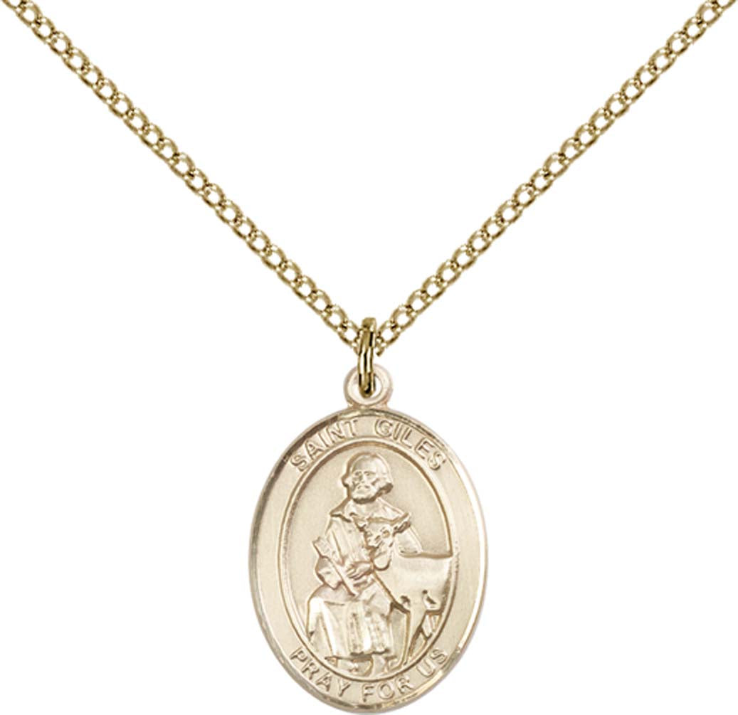 14kt Gold Filled St. Giles Pendant with 18 inch Gold Filled Light Curb Chain - Medium