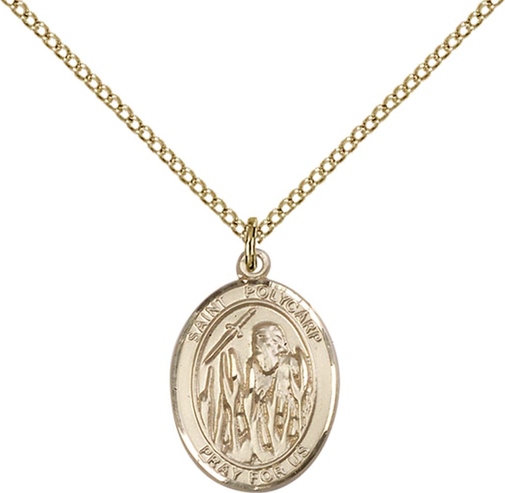 14kt Gold Filled St. Polycarp of Smyrna Pendant with 18 inch Gold Filled Light Curb Chain