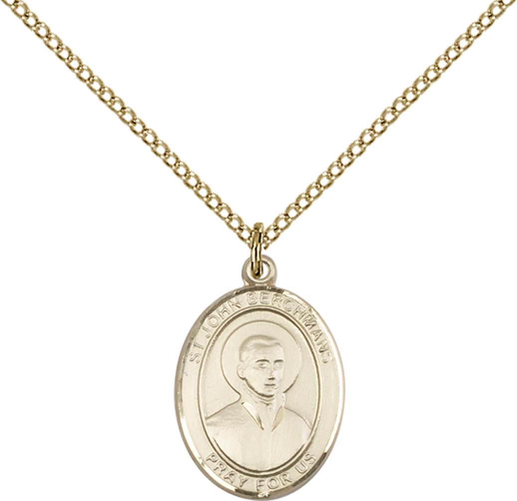 14kt Gold Filled St. John Berchmans Pendant with 18 inch Gold Filled Light Curb Chain