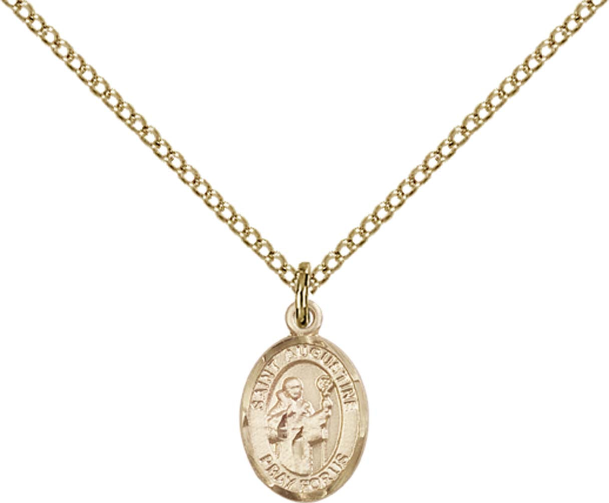 14kt Gold Filled St. Augustine Pendant with 18 inch Gold Filled Light Curb Chain - Small