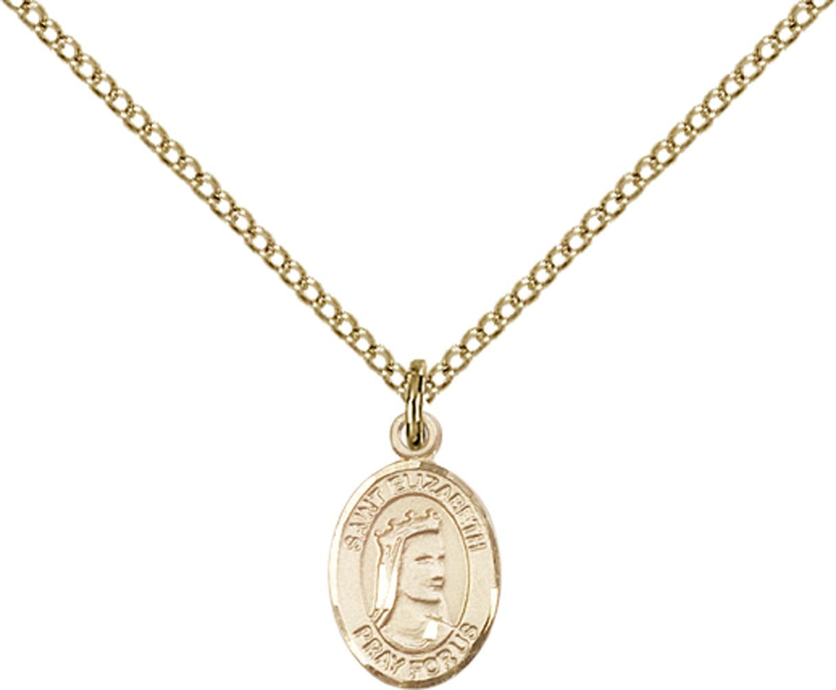 14kt Gold Filled St. Elizabeth of Hungary Pendant with 18 inch Gold Filled Light Curb Chain - Small
