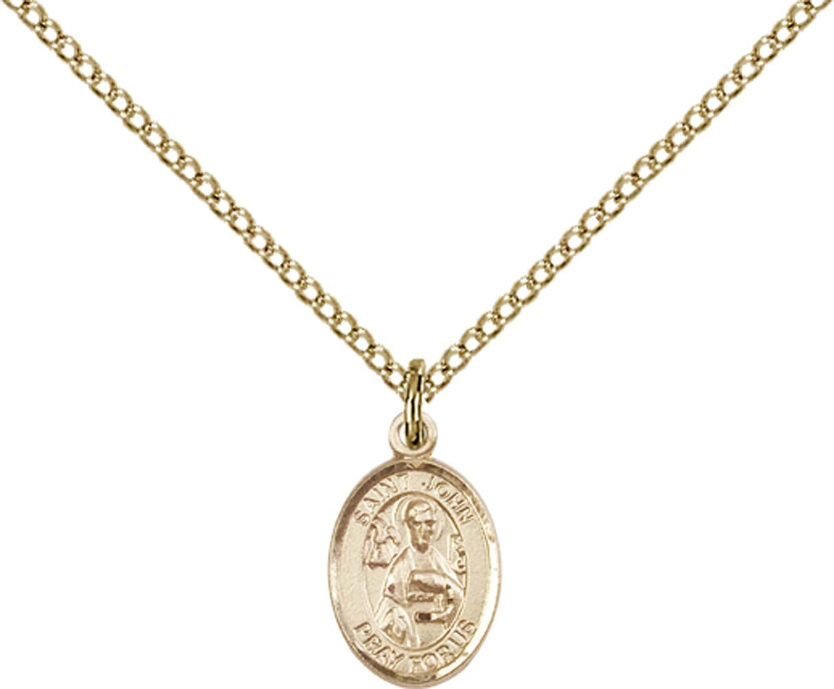 14kt Gold Filled St. John the Apostle Pendant with 18 inch Gold Filled Light Curb Chain - Small