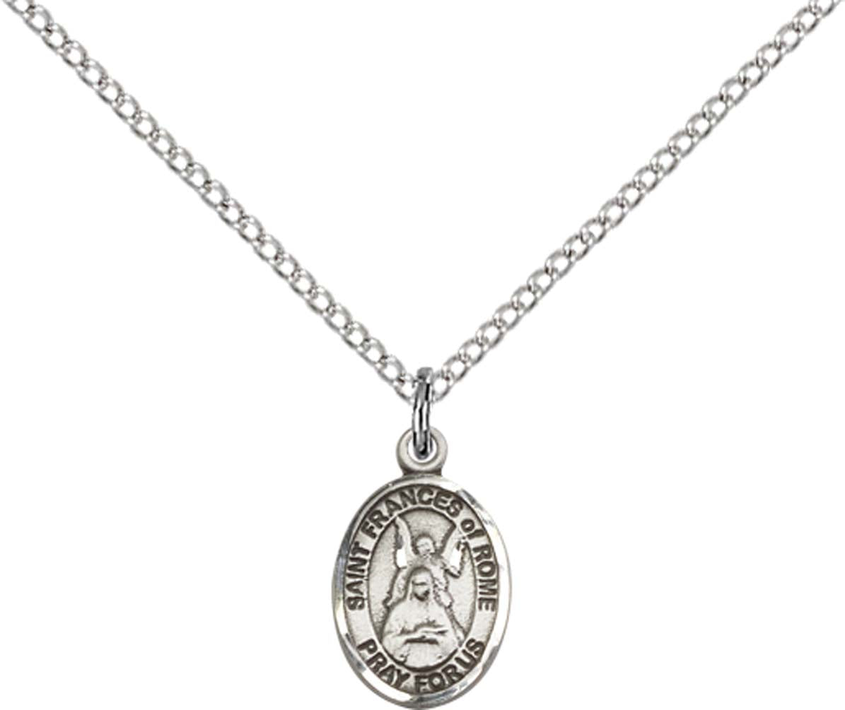 Sterling Silver St. Frances Of Rome Pendant with 18 inch Sterling Silver Light Curb Chain - Small