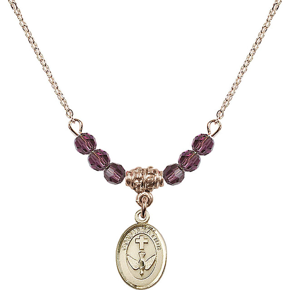 14kt Gold Filled Confirmation Birthstone Necklace with Amethyst Beads - 0973