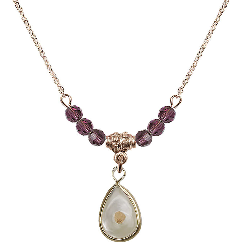 14kt Gold Filled Mustard Seed Birthstone Necklace with Amethyst Beads - 1700